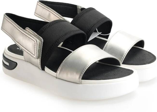 Geox silver black casual open sandals Grijs Dames