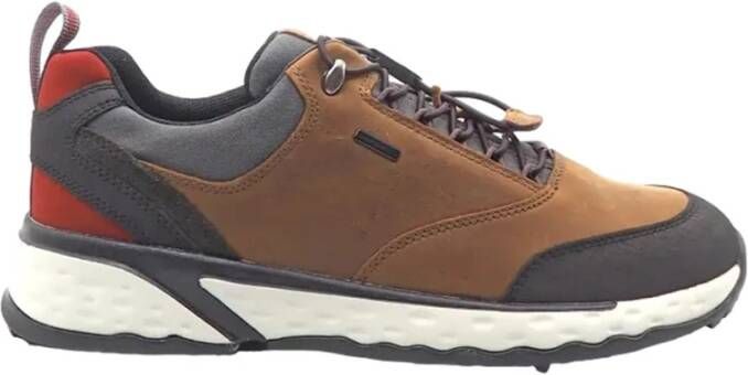 Geox Bruine Casual Leren Sneakers voor Heren Brown Heren