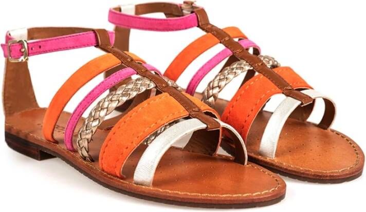 Geox Kleurrijke band sandalen met innovatief systeem Oranje Dames