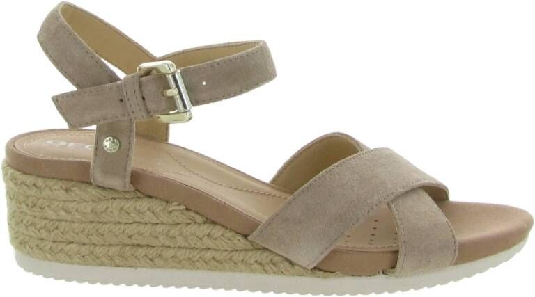 Geox Sleehaksandaaltjes D ISCHIA CORDA met sleehak in raffia-look - Foto 2