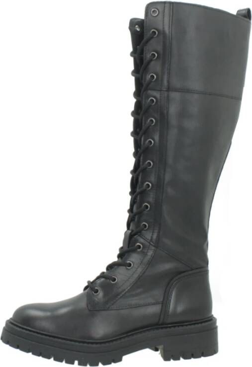 Geox Stijlvolle Lace-up Boots in Iridea Black Dames
