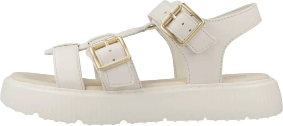 Geox Stijlvolle Platte Sandalen voor de Zomer White Dames