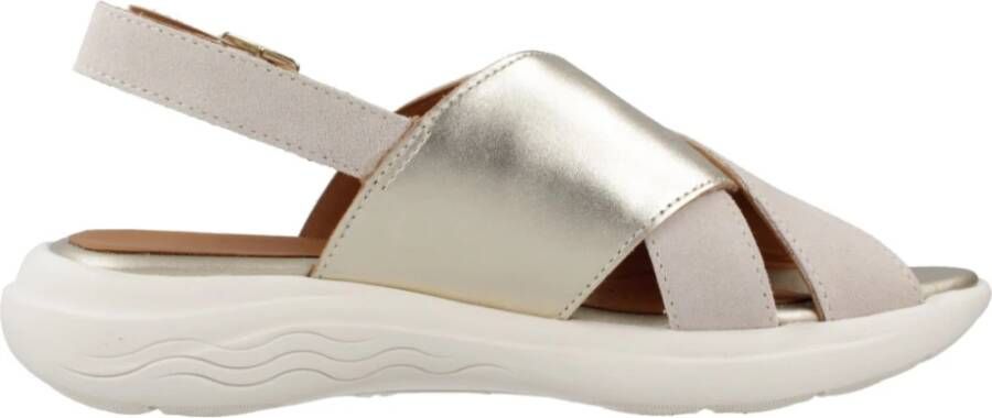Geox Stijlvolle platte sandalen voor vrouwen Beige Dames