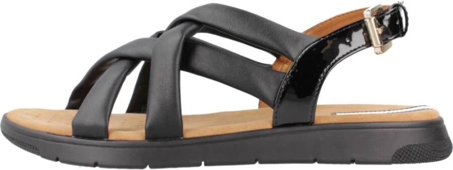 Geox Stijlvolle platte sandalen voor vrouwen Black Dames