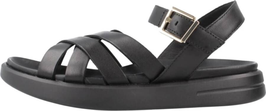 Geox Stijlvolle Platte Sandalen voor Vrouwen Black Dames