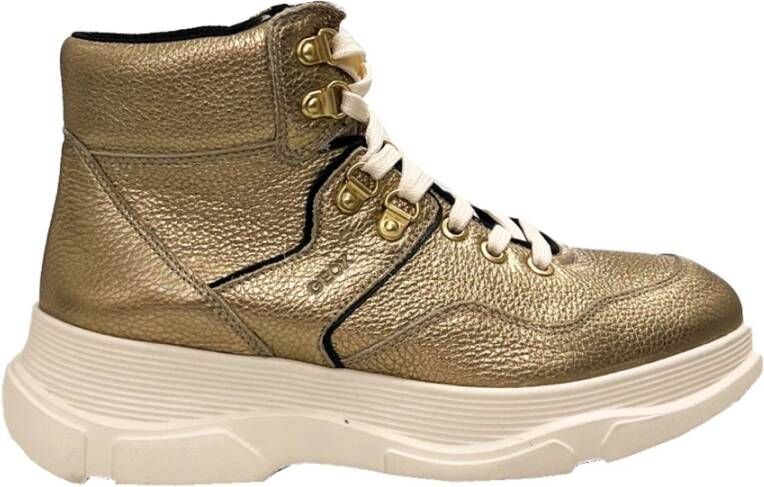Geox Vetersneakers met metallic glans Geel Dames