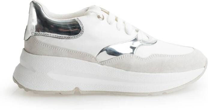 Geox Vetersneakers met ronde neus en platform Wit Dames