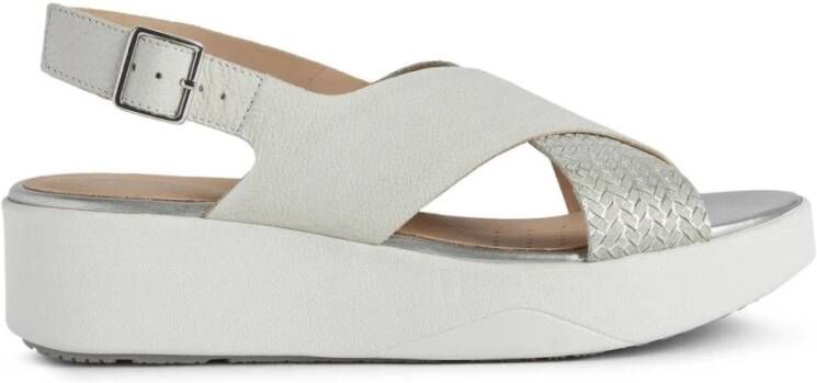 Geox Witte platte sandalen voor vrouwen White Dames