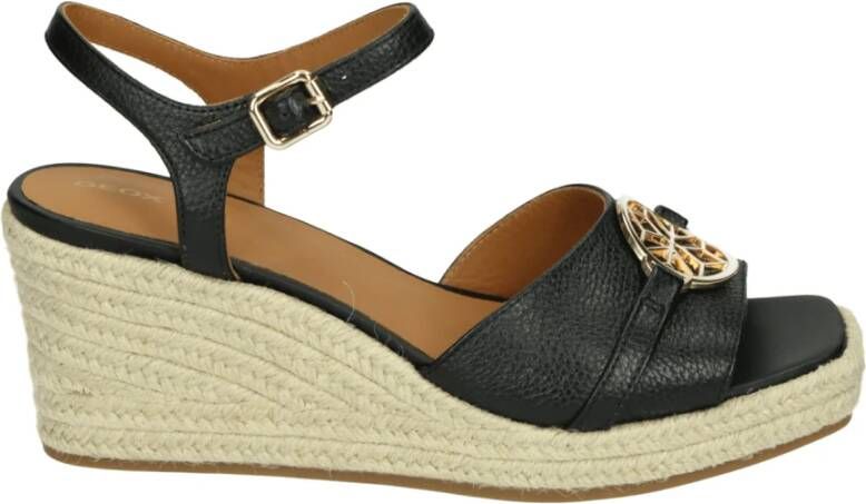 Geox Zwarte leren sandaal met rubberen zool - Foto 2