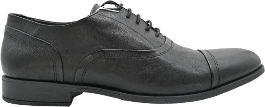 Geox Zwarte Leren Sneakers Black Heren