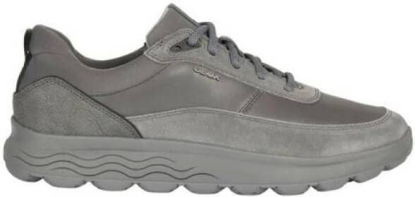 Geox Zwarte Nappa Suède Sneakers Gray Heren