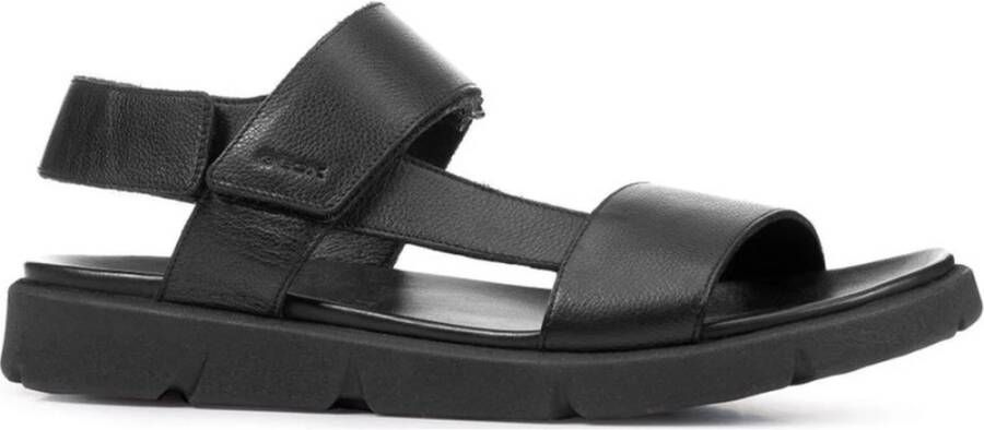 Geox Zwarte platte sandalen voor mannen Black Heren