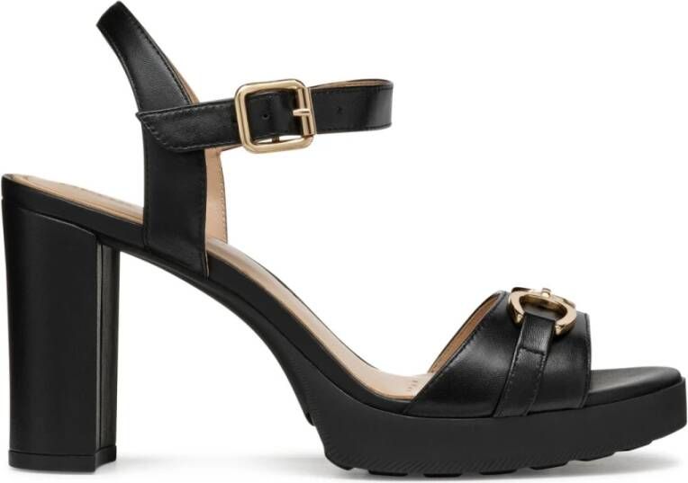Geox Zwarte platte sandalen voor vrouwen