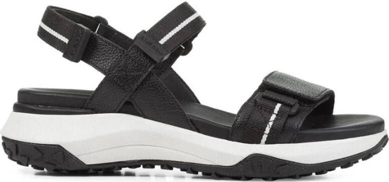 Geox Zwarte platte sandalen voor vrouwen Black Dames