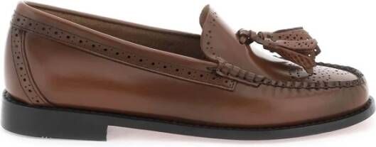 G.h. Bass & Co. Estelle Leren Mocassins met Broguering en Kwastjes Brown Dames