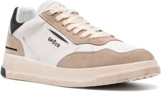 Ghoud Beige Leren Sneakers met Geborduurde Details
