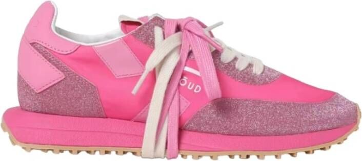Ghoud Fuchsia leren en glitter sneakers