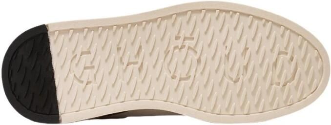 Ghoud Witte leren sneakers met groene accenten Bruin Heren