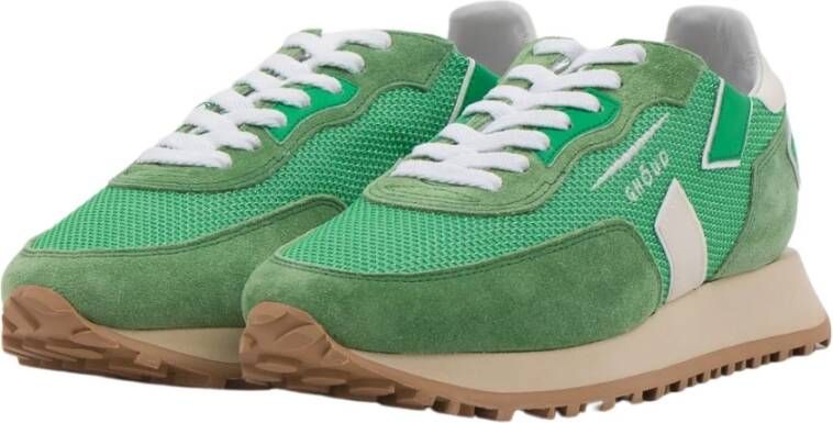 Ghoud Groene Leren Mesh Sneakers Groen Dames