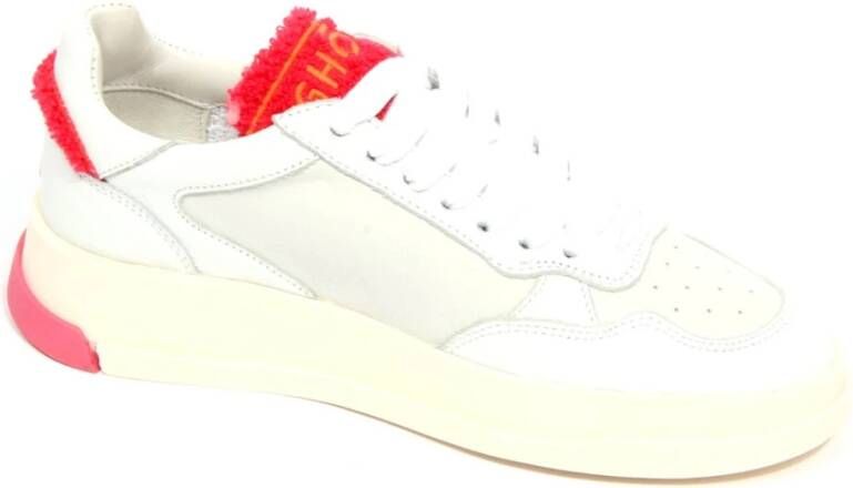 Ghoud Lage leren sneakers wit | koraal
