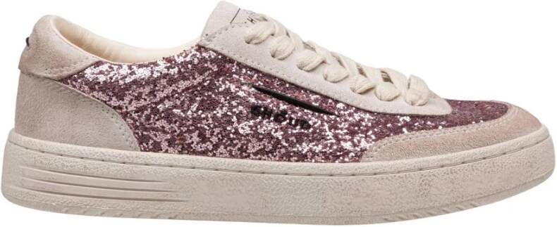 Ghoud Roze Suède Glitter Sneakers Vetersluiting Multicolor Dames