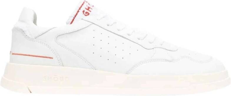Ghoud Wit Rode Leren Sneakers met Gestructureerde Details White Dames