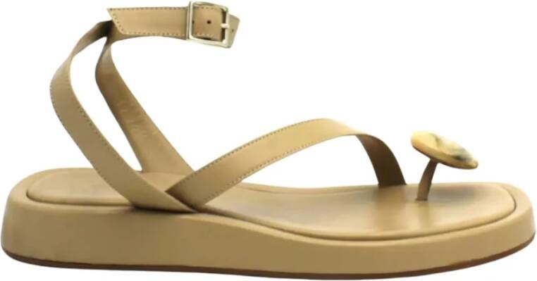 Gia Borghini Beige Leren Sandalen met Gesp