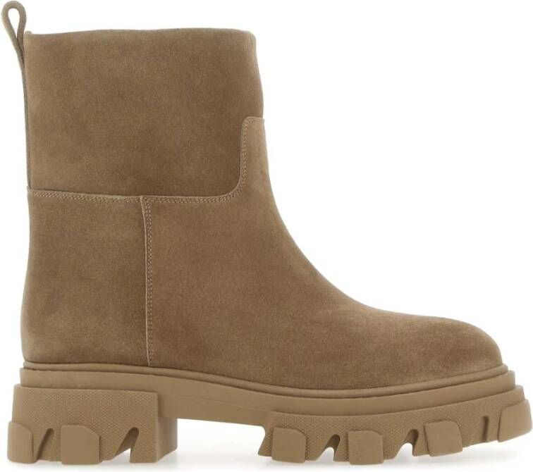 Gia Borghini Biscuit suede enkellaarzen Bruin Dames