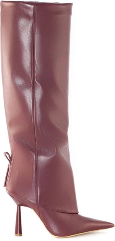 Gia Borghini Bordeaux Leren Laarzen met Puntige Neus