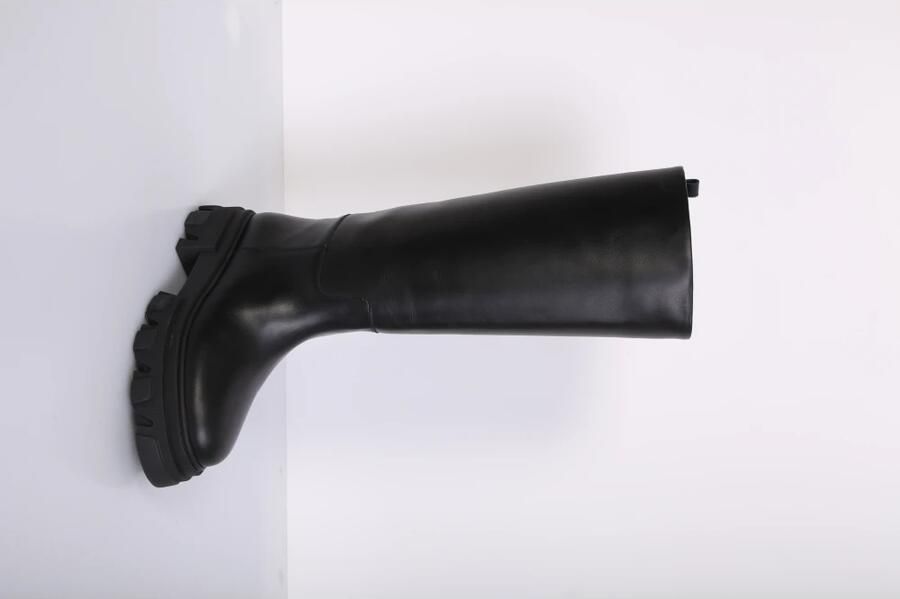 Gia Borghini Zwarte Leren Enkellaarzen Aw22 Black Dames