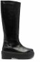 Gia Borghini Boots & laarzen Black Slip-On Boots With Platform In Smooth Leathe in zwart - Thumbnail 6