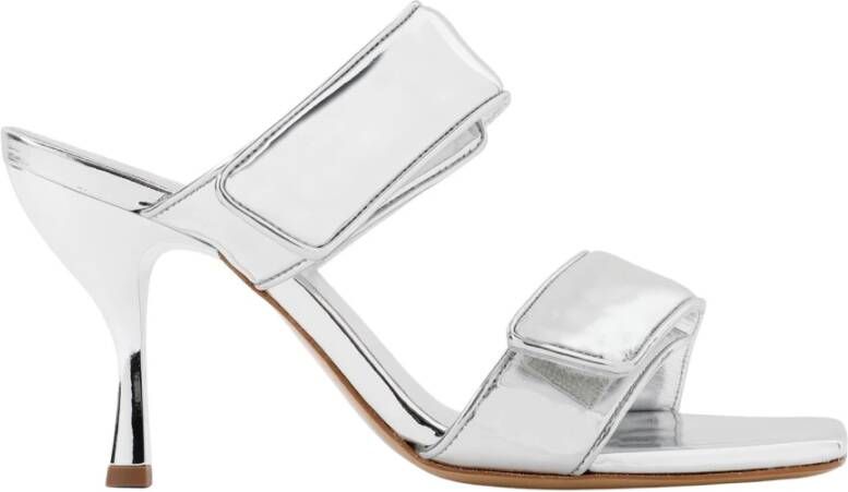 Gia Borghini Metallic Leren Sandalen Aw23 White Dames