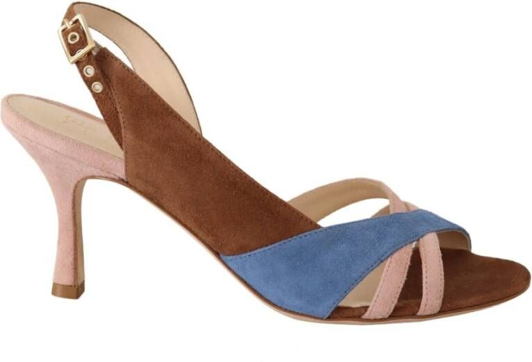 Gia Borghini Multicolor Suede Leather Slingback Heels Sandals Shoes Meerkleurig Dames
