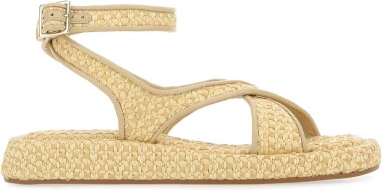 Gia Borghini Tweekleurige raffia rosie 17 sandalen Beige Dames