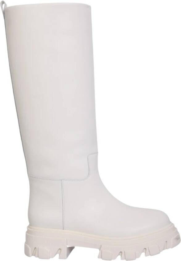 Gia Borghini Witte Leren Enkellaarzen Aw22 White Dames