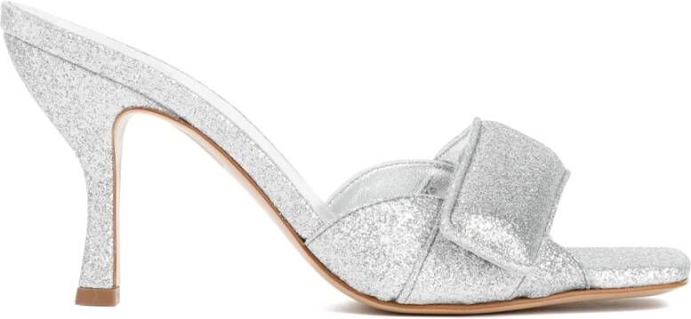 Gia Borghini Zilveren Glitter Sandalen Aw23 Gray Dames