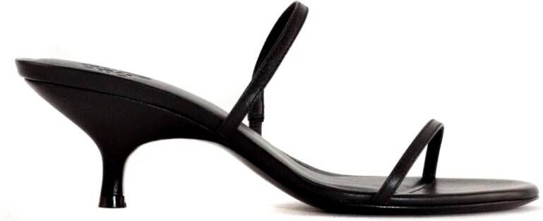 Gia Borghini Zwarte leren sandalen met bandjes
