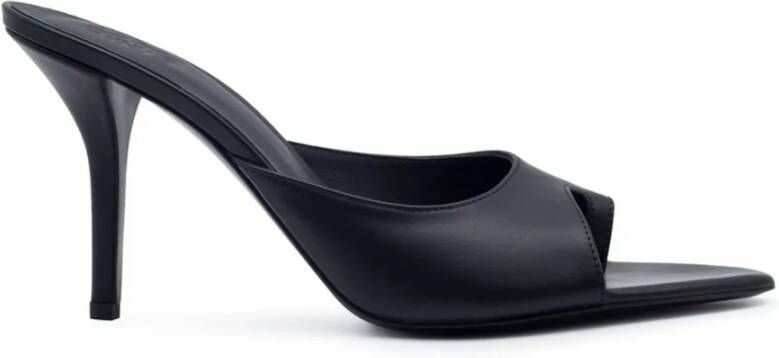 Gia Borghini Zwarte leren sandalen met logohak