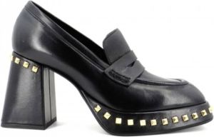 Giampaolo Viozzi Leren Mocassins met Gouden Studs Zwart Dames