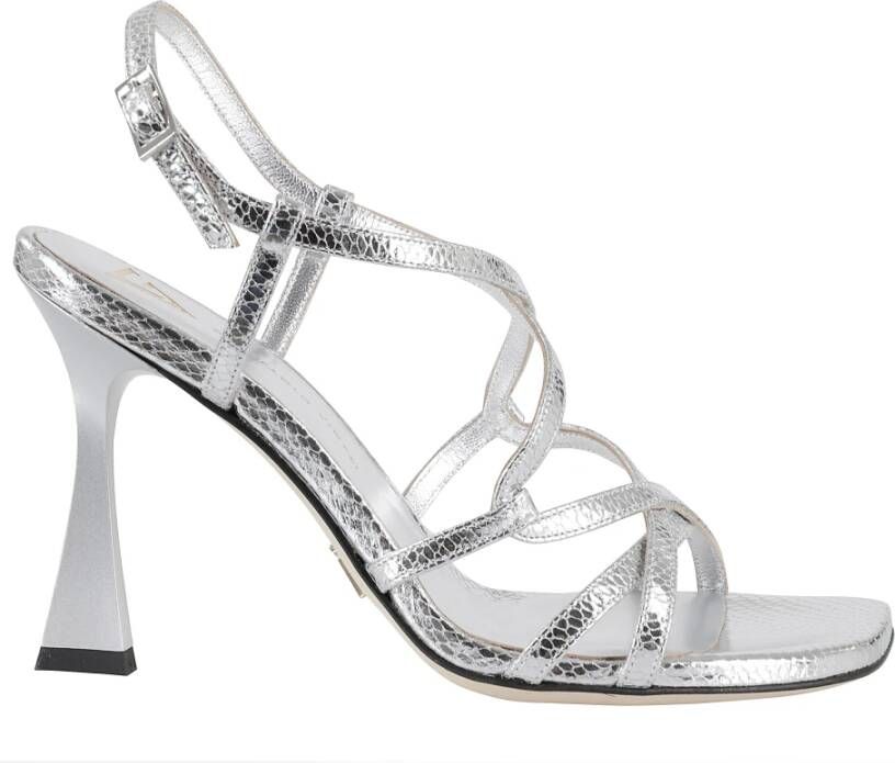 Giampaolo Viozzi Zilveren geweven sandaal met slingback