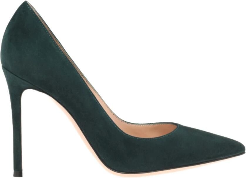 Gianvito Rossi Donkergroene Stiletto Hak Leren Pumps
