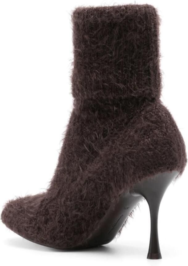 Gianvito Rossi Gebreide Cedar Brown Enkellaarsjes - Foto 2
