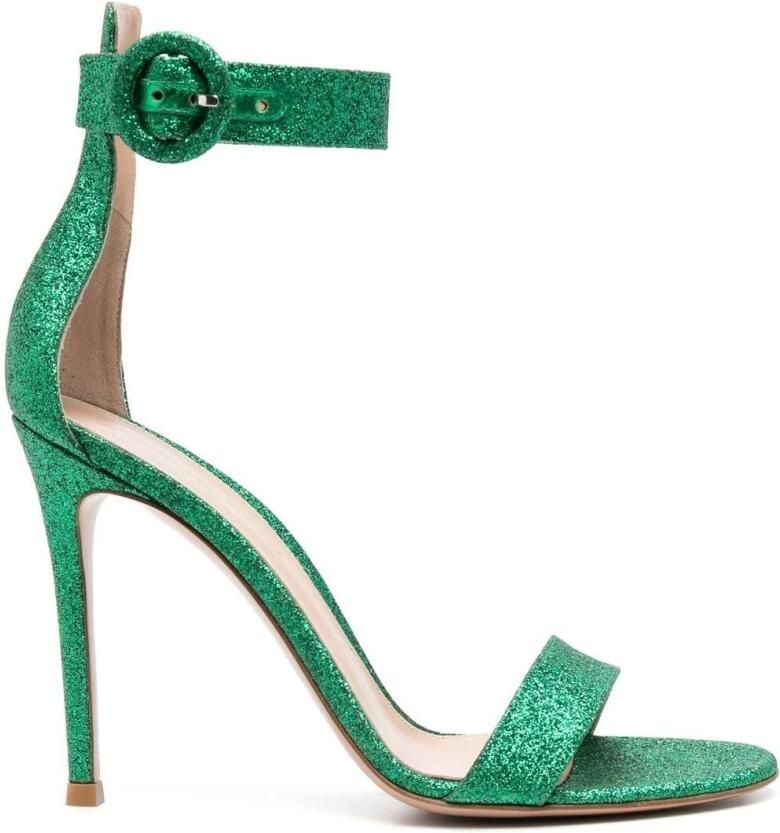 Gianvito Rossi Groene Glitter Sandalen Portofino Stijl