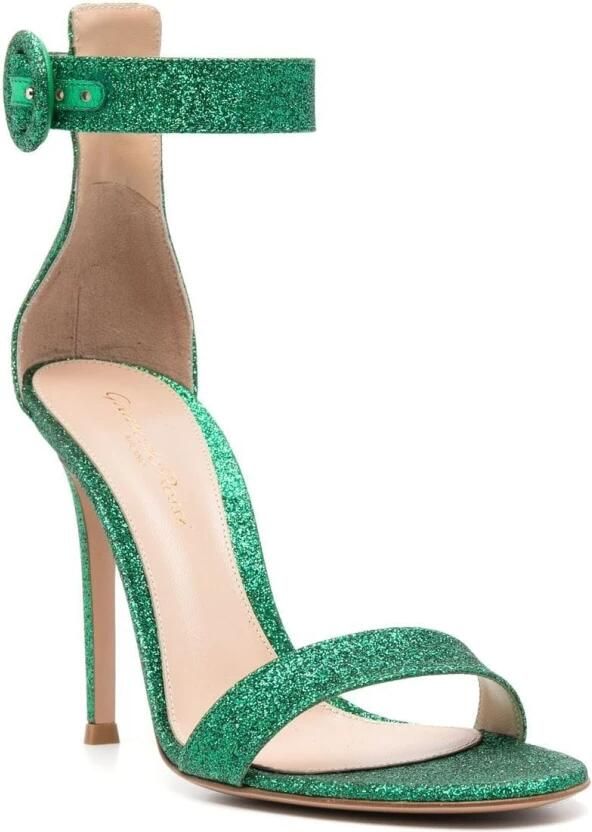 Gianvito Rossi Groene Glitter Sandalen Portofino Stijl - Foto 2