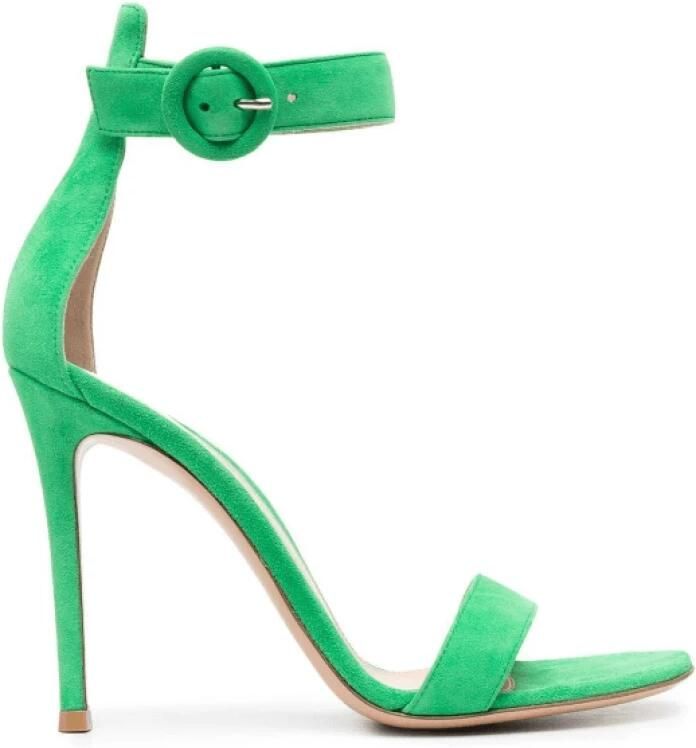 Gianvito Rossi Groene suède sandalen met stilettohak