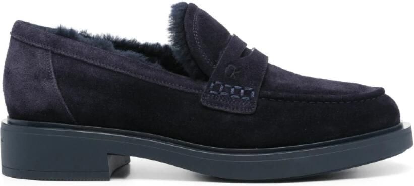 Gianvito Rossi Marineblauwe Suède Pennyloafers