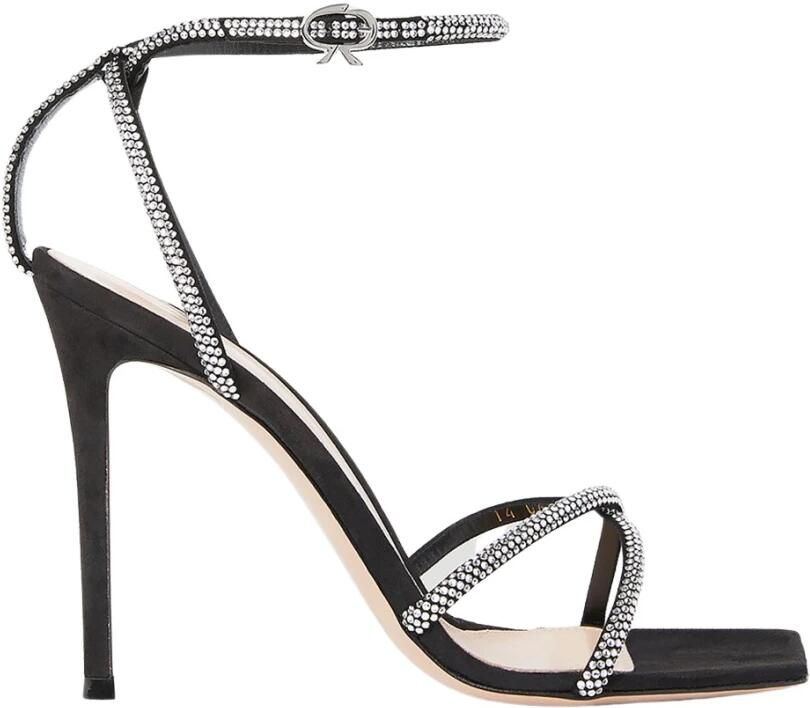 Gianvito Rossi Suède Kristallen Hoge Hak Sandalen