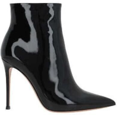 Gianvito Rossi Zwarte Lakleren Rits Stiletto Laarzen