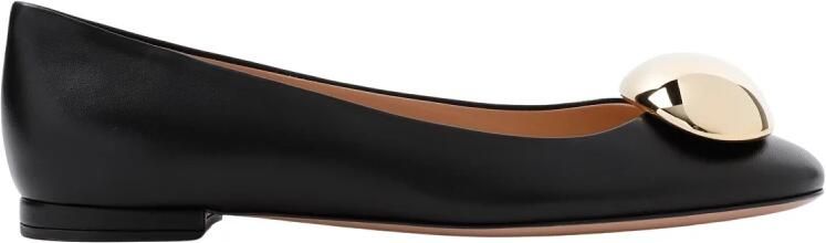 Gianvito Rossi Zwarte Leren Ballerina Ronde Neus Instapper
