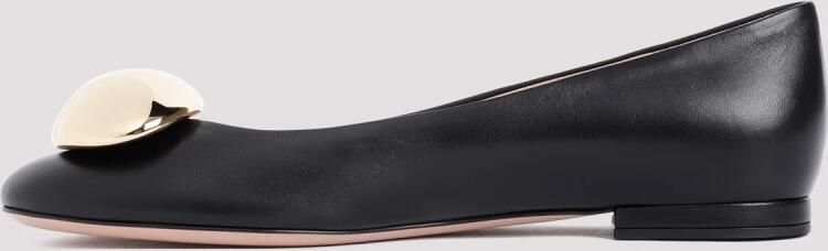 Gianvito Rossi Zwarte Leren Ballerina Ronde Neus Instapper - Foto 3